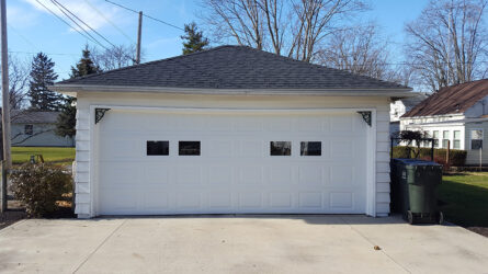 Photo of large white overhead garage door