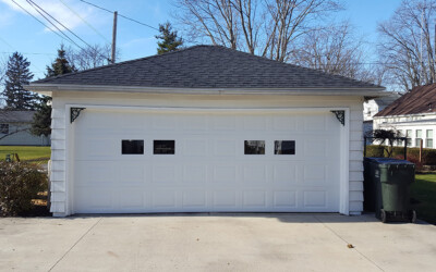Photo of large white overhead garage door